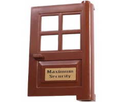Door 1 x 4 x 5 with 4 Panes and 'Maximum Security' Pattern (Sticker) - Set 7785
