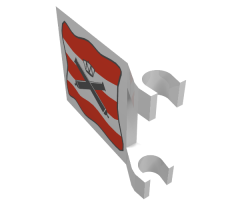 Flag 2 x 2 Square with Crossed Cannons over Red Stripes, Black Outline Pattern