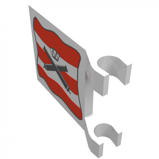 Flag 2 x 2 Square with Crossed Cannons over Red Stripes, Black Outline Pattern