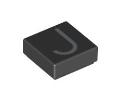Tile 1 x 1 with Silver Capital Letter J Pattern