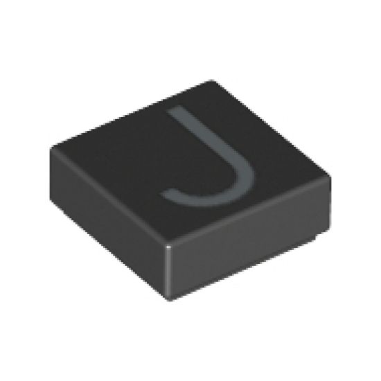 Tile 1 x 1 with Silver Capital Letter J Pattern