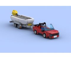 tinny (small boat) with sports car