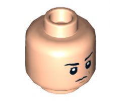 Minifigure, Head Dual Sided Black Eyebrows, Scowl / Crooked Malicious Smile Pattern - Hollow Stud