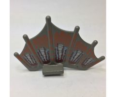 Animal, Body Part Dinosaur Sail Fin with Orange, Maroon, Light Blue, and White Scale Pattern