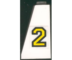 Slope 75 2 x 2 x 3 - Hollow Studs with Yellow Number 2 with Black Outline Pattern, Model Left (Sticker) - Set 6483
