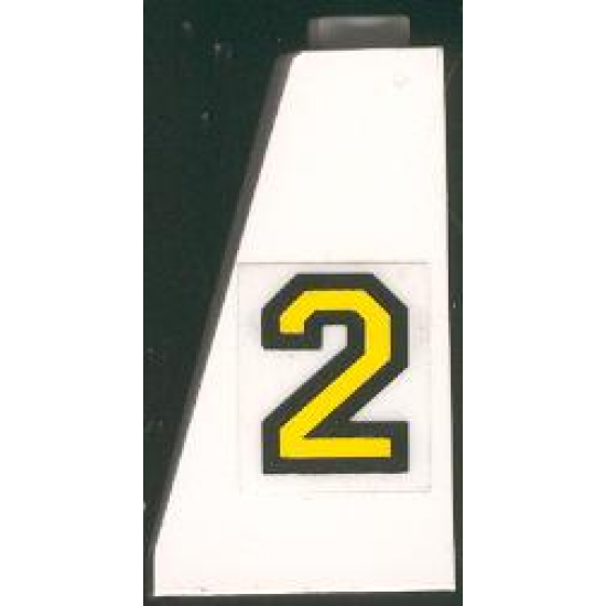 Slope 75 2 x 2 x 3 - Hollow Studs with Yellow Number 2 with Black Outline Pattern, Model Left (Sticker) - Set 6483