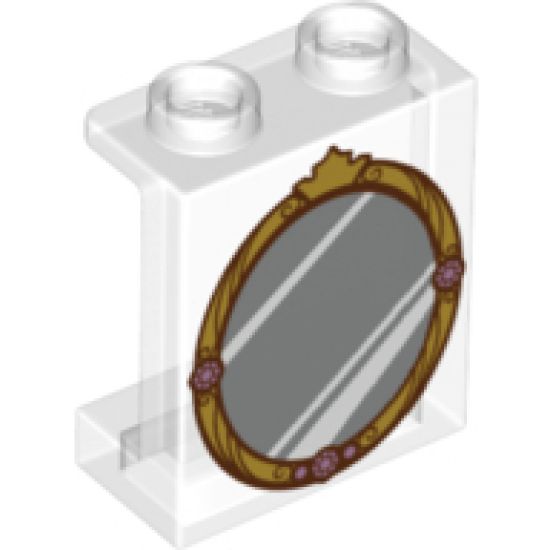 Panel 1 x 2 x 2 with Side Supports - Hollow Studs with Gold Vanity Mirror Pattern