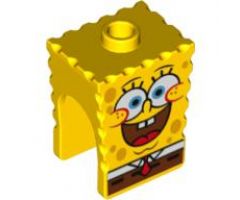 Minifigure, Head, Modified SpongeBob SquarePants with Open Smile Large Pattern