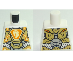 Torso Nexo Knights Armor, Metallic Gold Panels, Orange Emblem, Yellow Horse Head Pattern