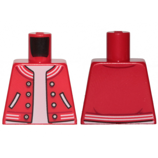 Torso Jacket with Striped Trim, Silver Buttons, Pockets over White Undershirt Pattern
