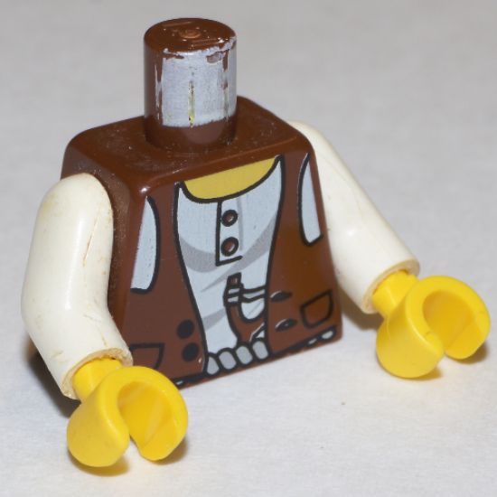 Torso Adventurers Desert Vest over White Shirt, Slingshot Pattern / White Arms / Yellow Hands