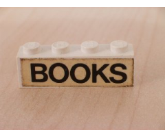 Brick 1 x 4 with Black 'BOOKS' Text Pattern (Sticker) - Set 1592-1