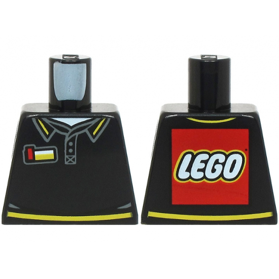 Torso Polo Shirt with Yellow Trim, Name Badge, and Lego Logo on Back Pattern