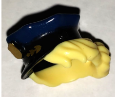 Minifigure, Hair Combo, Hat with Hair, Police with Dark Blue Top with Gold Badge and Bright Light Yellow Hair Pulled Into Bun Pattern (BAM)