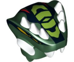 Minifigure, Head, Modified Snake with Horns and Lime Scales Pattern (Acidicus)