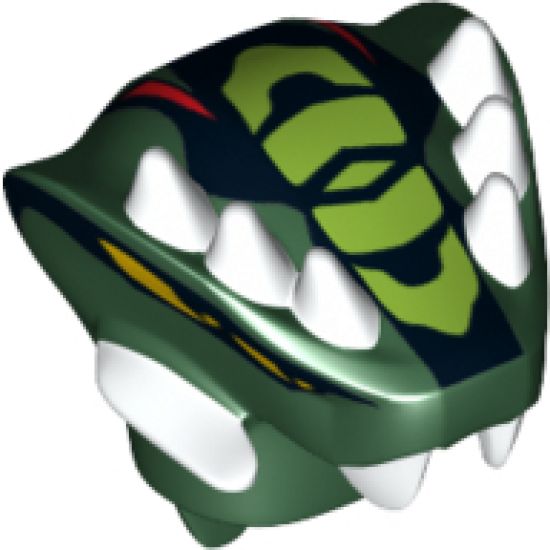 Minifigure, Head, Modified Snake with Horns and Lime Scales Pattern (Acidicus)