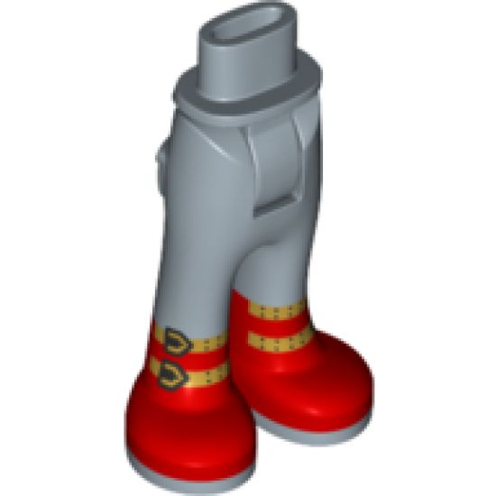 Mini Doll, Legs with Hips and Trousers with Back Pockets with Red Boots with Gold Buckles Pattern