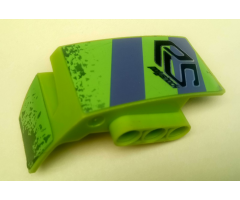 Technic, Panel Car Mudguard Right with Dark Bluish Gray and Lime Stripes, 'PS' and 'Polyshock' and Mud Splashes Pattern (Stickers) - Set 8496