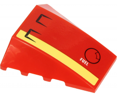 Wedge 4 x 4 No Studs with White 'FUEL', Bright Light Yellow Stripe and Black Fuel Filler Cap and Vents on Red Background Pattern (Sticker) - Set 60271
