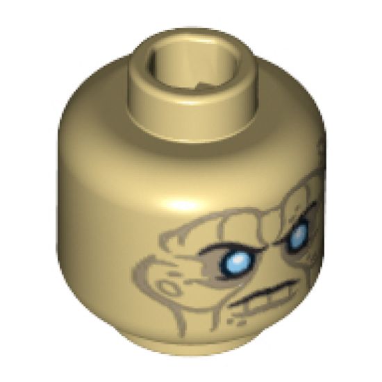 Minifigure, Head PotC Davy Jones Silver Eyes and Furrowed Brow Pattern - Hollow Stud