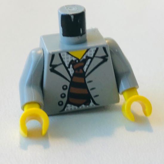Torso Spider-Man Suit with Checkered Shirt and Striped Tie Pattern / Light Gray Arms / Yellow Hands