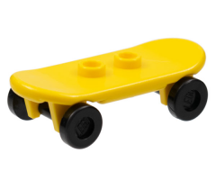 Minifigure, Utensil Skateboard with Trolley Wheel Holders with 2 Black Wheel Skateboard / Trolley (42511 / 2496)