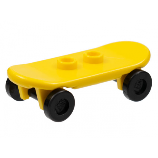 Minifigure, Utensil Skateboard with Trolley Wheel Holders with 2 Black Wheel Skateboard / Trolley (42511 / 2496)