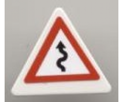 Road Sign 2 x 2 Triangle with Clip with Curved Road with Arrow Pattern (Sticker) - Set 8124