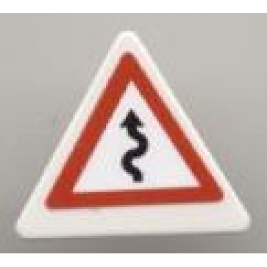 Road Sign 2 x 2 Triangle with Clip with Curved Road with Arrow Pattern (Sticker) - Set 8124