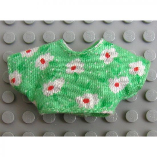 Scala, Figure Accessory Clothes Female Crop Top with White/Red Flower Pattern and Velcro Fastening