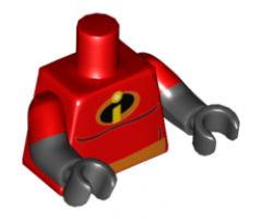 Torso Orange Belt and Incredibles Symbol Pattern (Mr. Incredible) / Black Arms with Red Short Sleeves Pattern / Black Hands