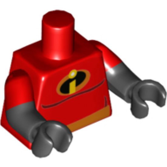 Torso Orange Belt and Incredibles Symbol Pattern (Mr. Incredible) / Black Arms with Red Short Sleeves Pattern / Black Hands