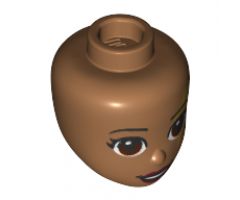 Mini Doll, Head Friends with Light Brown Eyes, Dark Red Lips, Gold Lightning Bolt around Left Eye and Open Mouth Smile Pattern