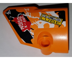 Technic, Panel Fairing # 1 Small Smooth Short, Side A with 'RACING LUBE' and 'GRF-X DSIGN' and Black, Orange and White Pattern (Sticker) - Set 42007