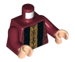 Torso Robe with Dark Brown Filigree, Black Stripes, Copper and Gold Center Panel Pattern / Dark Red Arms / Light Nougat Hands