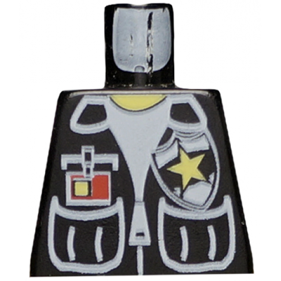 Torso Police Vest, White Shirt, ID, Yellow Star Badge Pattern