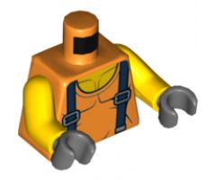 Torso Town Miners with Sleeveless T-Shirt over Muscles with Dark Blue Suspender Straps Pattern / Yellow Arms / Dark Bluish Gray Hands