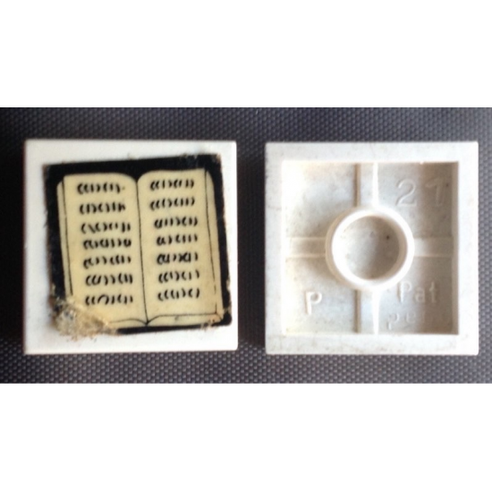 Tile 2 x 2 without Groove with White Open Book on Black Background Pattern (Sticker) - Sets 294 / 296