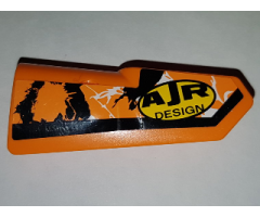 Technic, Panel Fairing #21 Very Small Smooth, Side B with 'AJR DESIGN' and Black, Orange and White Splatter Pattern (Sticker) - Set 42007