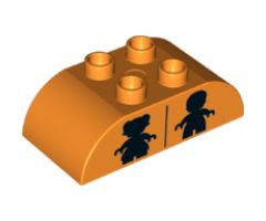 Duplo, Brick 2 x 4 Curved Top with Black Girl and Boy Silhouettes (Unisex Restroom) Pattern