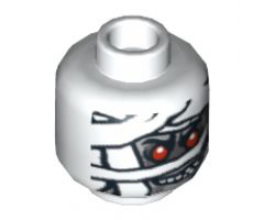 Minifigure, Head Alien with Red Eyes and Glow In Dark Mummy Wrapping Pattern - Blocked Open Stud