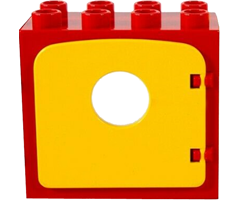 Duplo, Building Door / Window Frame 2 x 4 x 3 Flat Front Surface with Yellow Duplo Door / Window with Porthole (4253 / dupdoor1)