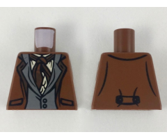Torso Harry Potter Suit, Dark Bluish Gray Vest, Dark Brown Ascot, Tan Shirt Pattern