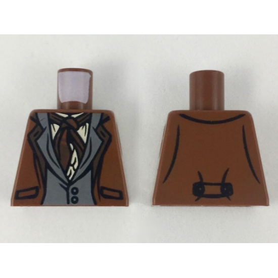 Torso Harry Potter Suit, Dark Bluish Gray Vest, Dark Brown Ascot, Tan Shirt Pattern