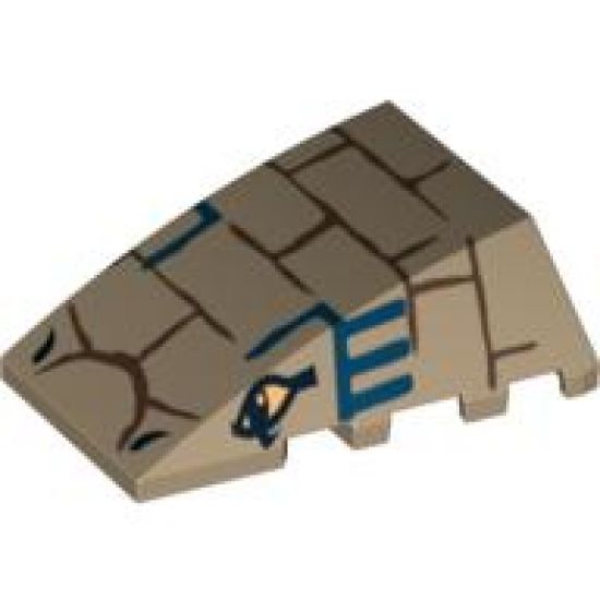 Wedge 4 x 4 No Studs with Bricks, Blue Lines and 2 Eyes Pattern (Cobra Head)
