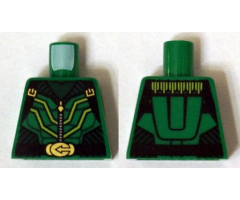 Torso Black Striped Vest with Clasps and Lime Lines, Zipper, Belt with Gold Buckle and Muscles Pattern (Green Arrow)
