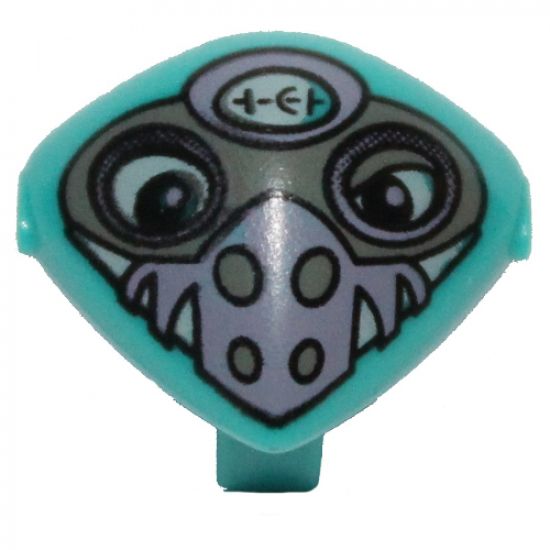 Minifigure, Head, Modified Martian with Clip, Purple Nose Face Mask Pattern