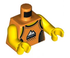 Torso, Tank Top with Black Straps and Side Panels, White Mountains and 'Sport' Logo Pattern / Yellow Arms / Yellow Hands