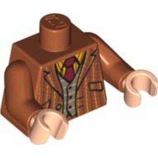 Torso Harry Potter Pinstripe Suit Jacket, Dark Tan Vest and Red Tie Pattern / Dark Orange Arms / Light Nougat Hands