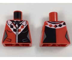 Torso Batman Female Outline with Black Scarf and Side Panel, White Collar with Diamonds Pattern